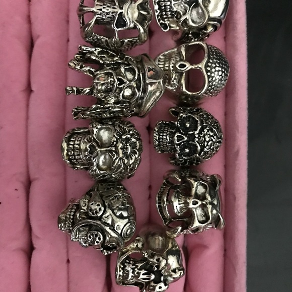 1pc Skull Antique Silver Biker Unisex Rings (9 different designs) - Picture 5 of 5